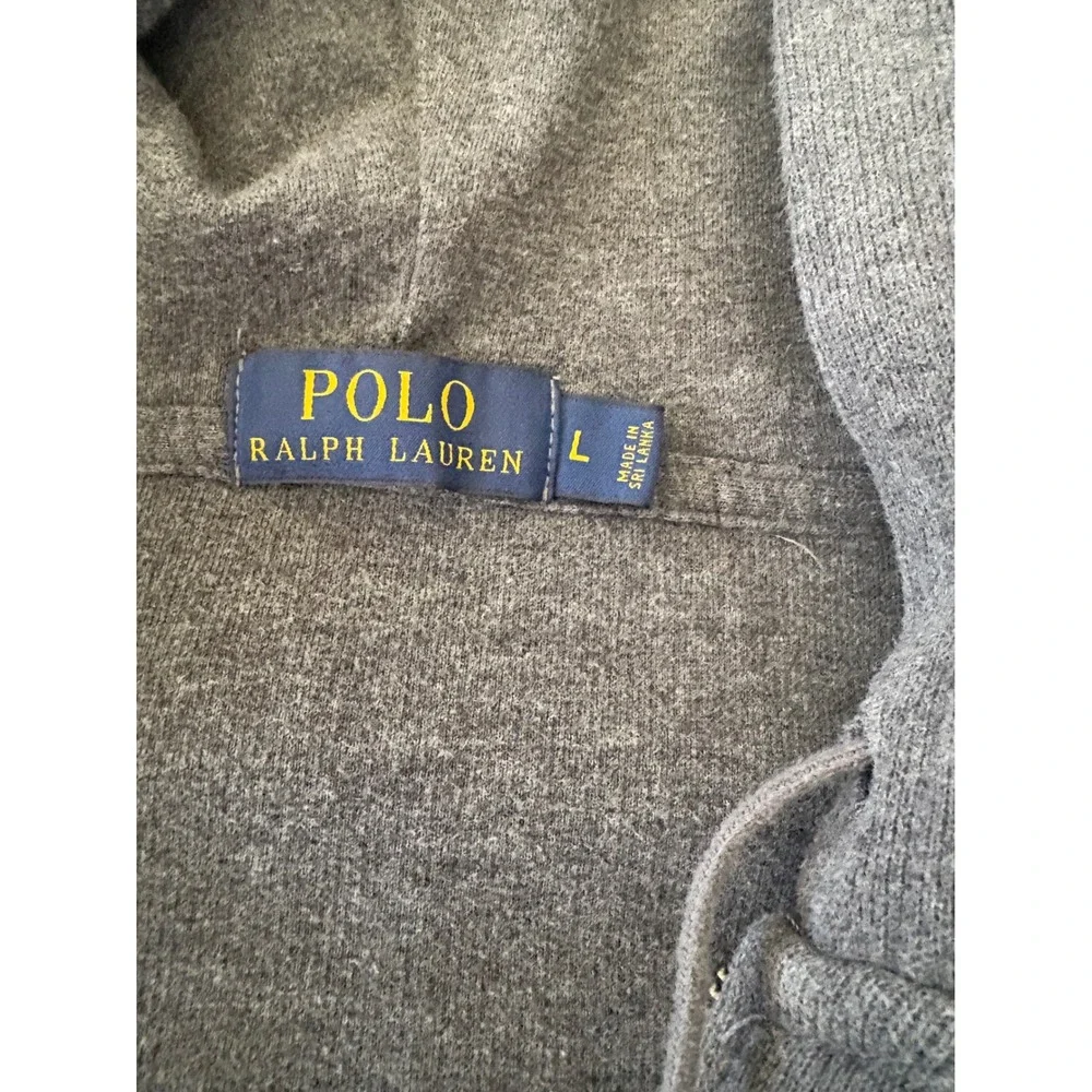 Vintage Polo Ralph Lauren Mens leather Full Zip Sweatshirt‎ Gray Size Large